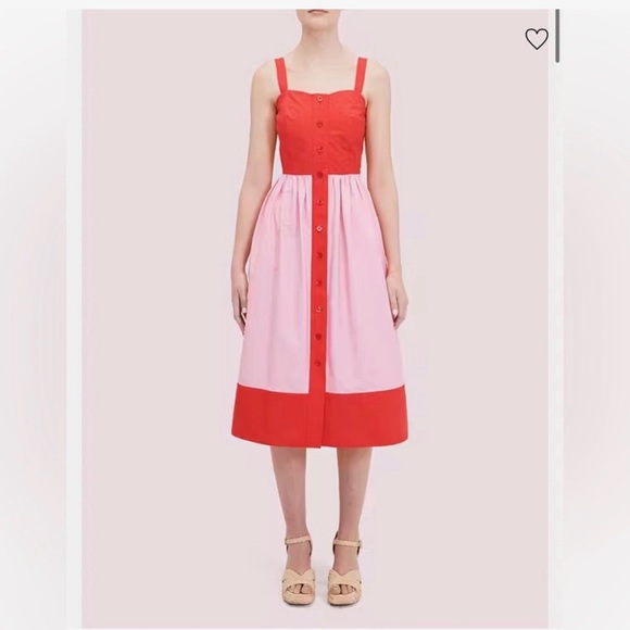 kate spade Dresses & Skirts - kate spade Two-Tone Red & Light Pink Button-Front Midi Dress